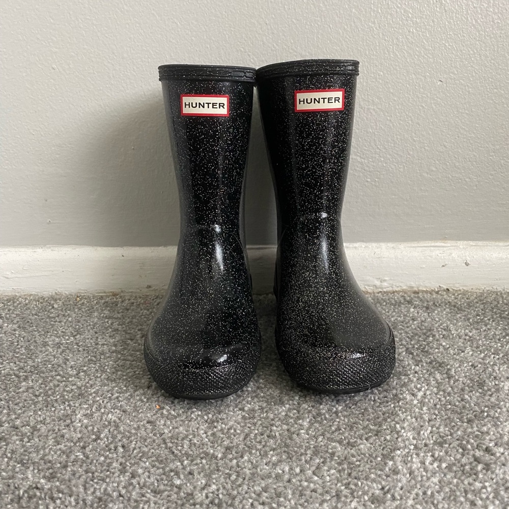Kids Black Sparkle Hunter Boots